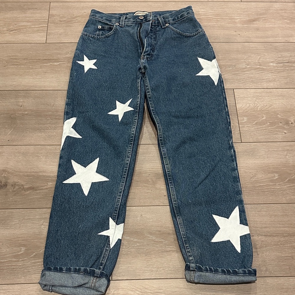LONDONJEAN Blue Jeans with White Star Design